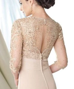 Formal Gowns Mon Cheri Lace Illusion V-Neck Mermaid Long Dress - 1 Pc Aqua/Green In Size 8 Available