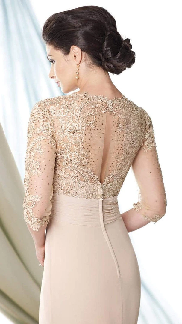 Formal Gowns Mon Cheri Lace Illusion V-Neck Mermaid Long Dress - 1 Pc Aqua/Green In Size 8 Available 4 Formal Gowns Mon Cheri Lace Illusion V-Neck Mermaid Long Dress - 1 Pc Aqua/Green In Size 8 Available