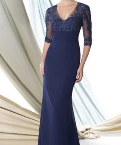 Formal Gowns Mon Cheri Lace Illusion V-Neck Mermaid Long Dress - 1 Pc Aqua/Green In Size 8 Available 11 Formal Gowns Mon Cheri Lace Illusion V-Neck Mermaid Long Dress - 1 Pc Aqua/Green In Size 8 Available