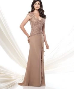 Formal Gowns Mon Cheri - Long Lace Chiffon Dress 115967
