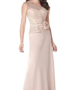 Mon Cheri One Shoulder Dress In Stone 114927 - 1 Pc Indigo In Size 4 And 1 Pc Stone In Size 8 Available