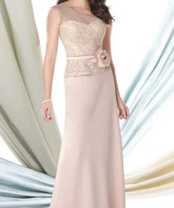 Mon Cheri One Shoulder Dress In Stone 114927 - 1 Pc Indigo In Size 4 And 1 Pc Stone In Size 8 Available