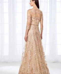 Mon Cheri - Quarter-Length Sleeve A-line Gown 118682