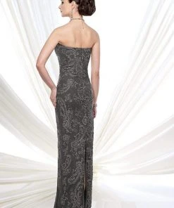 Mon Cheri - Strapless Lace Chiffon Dress 215D04 - 1 Pc Gold In Size 4 Available Formal Gowns