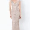 Mon Cheri - V-Neck Lace Sheath Gown 220934 - 1 Pc Stone In Size 6 Available Formal Gowns