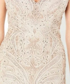 Mon Cheri - V-Neck Lace Sheath Gown 220934 - 1 Pc Stone In Size 6 Available Formal Gowns 9 Mon Cheri - V-Neck Lace Sheath Gown 220934 - 1 Pc Stone In Size 6 Available Formal Gowns