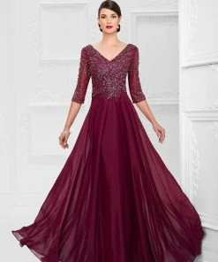 Formal Gowns Montage By Mon Cheri - 116950W Chiffon A-line Dress- 1 Pc Gray/Heather In Size 26W Available