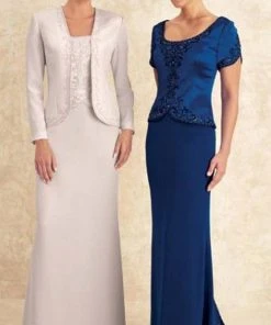 Montage By Mon Cheri - 14908 Beaded Embroidery Trim Dress With Jacket