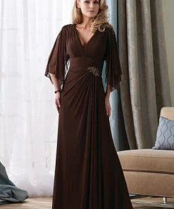 Formal Gowns Montage By Mon Cheri - 212964 Long Dress In Cocoa