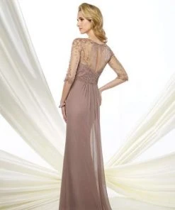 Montage By Mon Cheri - 216963 Chiffon A-line Dress - 1 Pc Dark Mink In Size 8 Available Formal Gowns