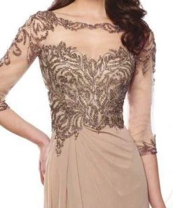 Montage By Mon Cheri - 216969 Chiffon Slim A-line Gown - 2 Pcs Caramel In Size 20 And Smoke In Size 20 Available