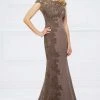Formal Gowns Montage By Mon Cheri - 217948 Bateau Neck Beaded Lace Trumpet Gown - 1 Pc Mocha In Size 6 Available