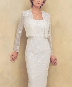 Montage By Mon Cheri - 21917 Embroidered Sheath Dress With Bolero