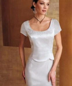 Montage By Mon Cheri - 23942P Short Sleeve Beaded Scoop Sheath Gown Formal Gowns