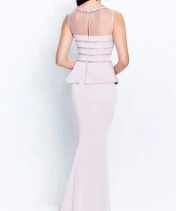 Montage By Mon Cheri - Beaded Illusion Peplum Evening Dress 120903SC - 1 Pc Smoke In Size 6 Available 7 Montage By Mon Cheri - Beaded Illusion Peplum Evening Dress 120903SC - 1 Pc Smoke In Size 6 Available