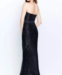 Montage By Mon Cheri - Strapless Fitted Evening Dress 120902 - 1 Pc Navy In Size 20 Available
