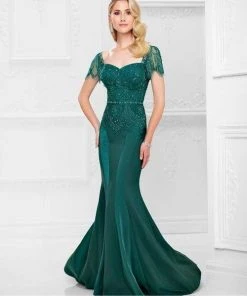 Montage By Mon Cheri - Sweetheart Lace Mermaid Gown 117908 - 2 Pcs Navy In Size 14 Available