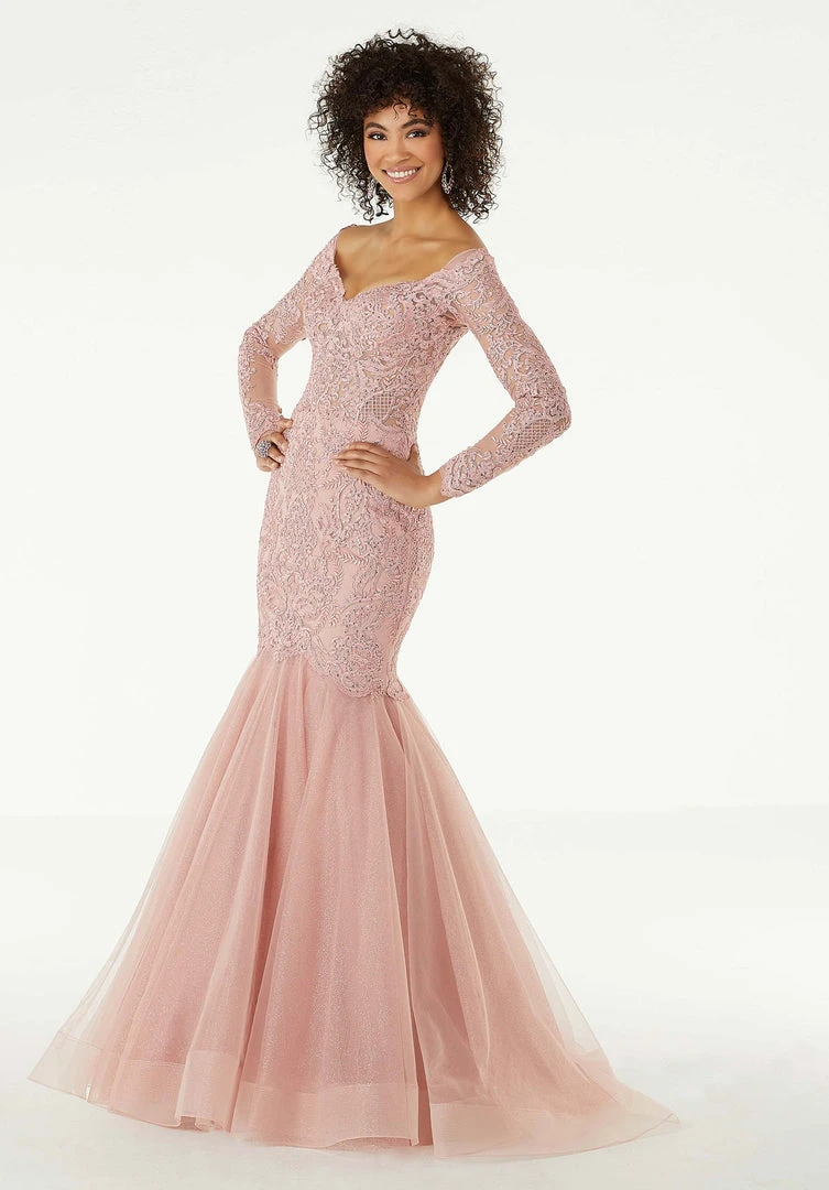 Mori Lee - 43060 Off Shoulder Lace And Glitter Tulle Mermaid Gown Formal Gowns 6 Mori Lee - 43060 Off Shoulder Lace And Glitter Tulle Mermaid Gown Formal Gowns