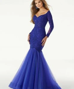 Mori Lee - 43060 Off Shoulder Lace And Glitter Tulle Mermaid Gown Formal Gowns