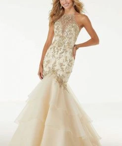 Mori Lee - 45002 Jeweled Strappy Beaded Mermaid Dress Formal Gowns