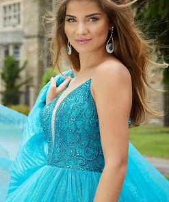 Mori Lee - 45004 Beaded Sleeveless V- Neckline Glitter Net Gown 15 Mori Lee - 45004 Beaded Sleeveless V- Neckline Glitter Net Gown