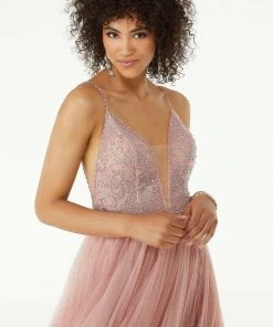 Mori Lee - 45004 Beaded Sleeveless V- Neckline Glitter Net Gown 11 Mori Lee - 45004 Beaded Sleeveless V- Neckline Glitter Net Gown