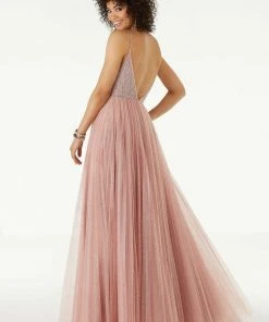 Mori Lee - 45004 Beaded Sleeveless V- Neckline Glitter Net Gown 10 Mori Lee - 45004 Beaded Sleeveless V- Neckline Glitter Net Gown