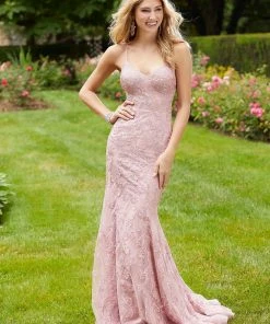 Mori Lee - 45005 Allover Embroidery Sparkle Net V Neck Mermaid Dress 16 Mori Lee - 45005 Allover Embroidery Sparkle Net V Neck Mermaid Dress