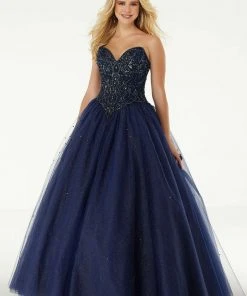 Mori Lee - 45008 Bejeweled Strapless Sweetheart Glitter Ballgown Formal Gowns