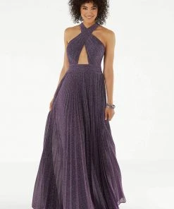 Mori Lee - 45012 Sparkling Crisscross Halter Top A-Line Dress