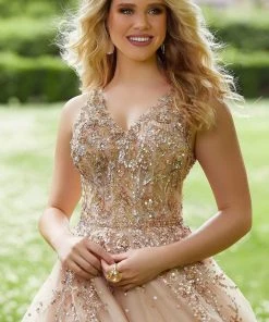 Formal Gowns Mori Lee - 45023 Jeweled V-Neck Long Ballgown 10 Formal Gowns Mori Lee - 45023 Jeweled V-Neck Long Ballgown