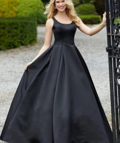 Mori Lee - 45025 Scoop Neck Beaded Pleated A-line Dress 8 Mori Lee - 45025 Scoop Neck Beaded Pleated A-line Dress