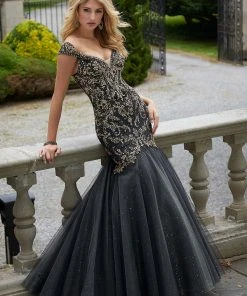 Mori Lee - 45031 Embroidered Deep Wide V-neck Mermaid Dress Formal Gowns 13 Mori Lee - 45031 Embroidered Deep Wide V-neck Mermaid Dress Formal Gowns