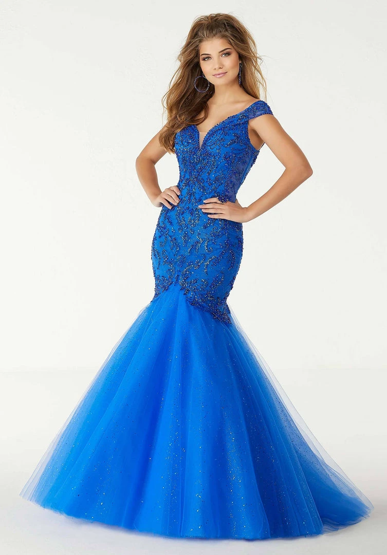 Mori Lee - 45031 Embroidered Deep Wide V-neck Mermaid Dress Formal Gowns 6 Mori Lee - 45031 Embroidered Deep Wide V-neck Mermaid Dress Formal Gowns