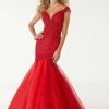 Mori Lee - 45031 Embroidered Deep Wide V-neck Mermaid Dress Formal Gowns 2 Mori Lee - 45031 Embroidered Deep Wide V-neck Mermaid Dress Formal Gowns
