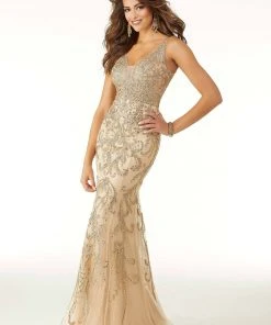 Mori Lee - 45033 Lace Appliqued Mermaid Gown Formal Gowns