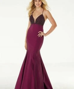 Formal Gowns Mori Lee - 45039 Beaded Plunging V-Neck Mermaid Dress