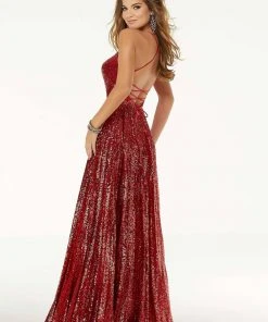 Mori Lee - 45041 Sequined Deep V-neck A-line Dress 15 Mori Lee - 45041 Sequined Deep V-neck A-line Dress