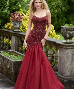 Mori Lee - 45042 Crystal Beaded Scoop Neck Tulle Mermaid Dress 10 Mori Lee - 45042 Crystal Beaded Scoop Neck Tulle Mermaid Dress