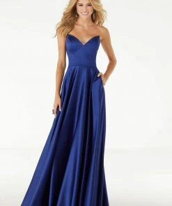 Mori Lee - 45043 Strapless Sweetheart Satin A-line Gown