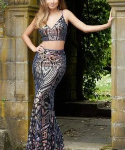 Mori Lee - 45044 Two-Piece Sequined Trumpet Dress Formal Gowns 10 Mori Lee - 45044 Two-Piece Sequined Trumpet Dress Formal Gowns
