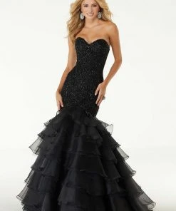 Formal Gowns Mori Lee - 45055 Jeweled Sweetheart Tiered Mermaid Dress