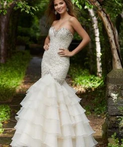 Formal Gowns Mori Lee - 45055 Jeweled Sweetheart Tiered Mermaid Dress