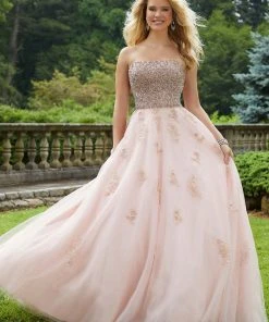 Formal Gowns Mori Lee - 45061 Crystal Beaded Strapless Tulle Ballgown 10 Formal Gowns Mori Lee - 45061 Crystal Beaded Strapless Tulle Ballgown