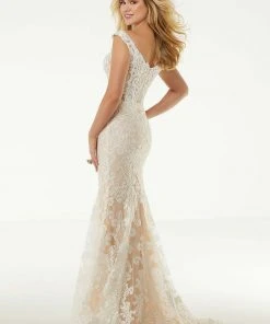 Mori Lee - 45065 Embroidered Off-Shoulder Trumpet Dress With Train Formal Gowns