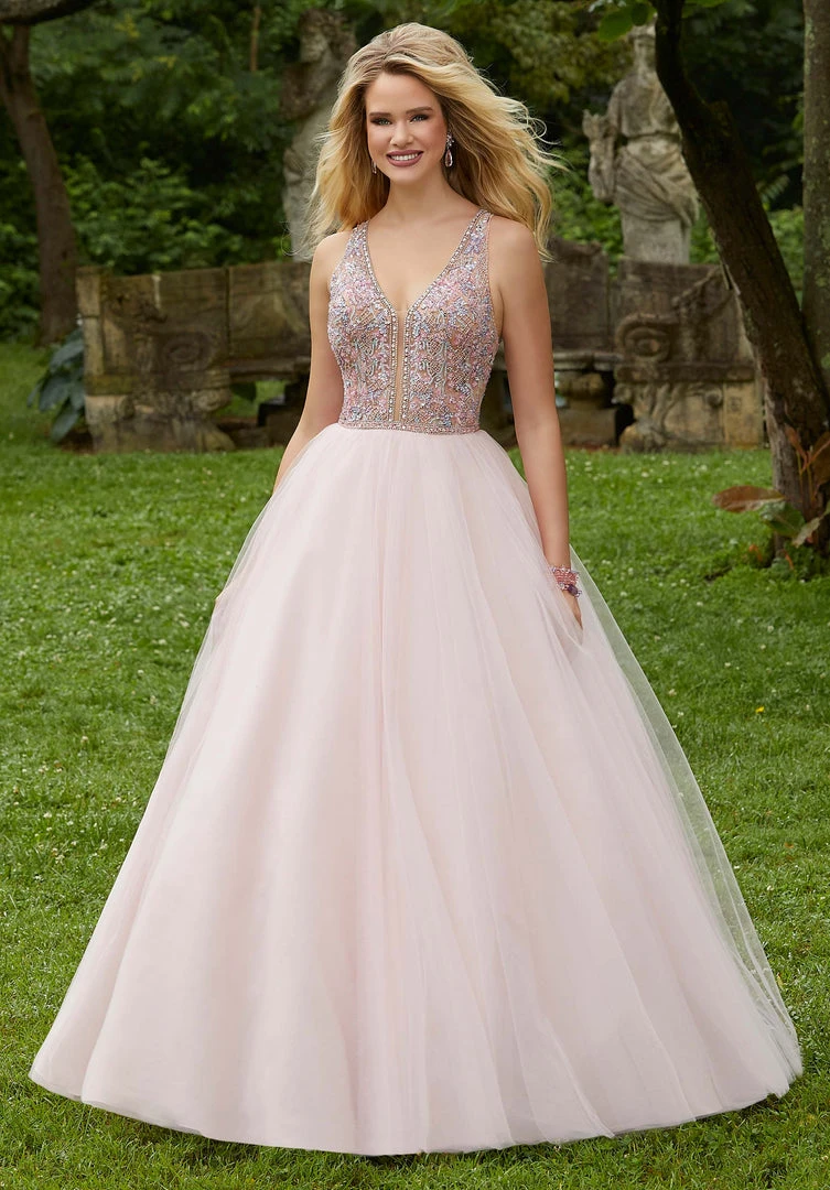 Mori Lee - 45072 Beaded Deep V-neck Tulle Ballgown Formal Gowns 13 Mori Lee - 45072 Beaded Deep V-neck Tulle Ballgown Formal Gowns