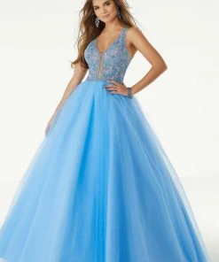 Mori Lee - 45072 Beaded Deep V-neck Tulle Ballgown Formal Gowns 20 Mori Lee - 45072 Beaded Deep V-neck Tulle Ballgown Formal Gowns
