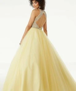 Mori Lee - 45072 Beaded Deep V-neck Tulle Ballgown Formal Gowns 15 Mori Lee - 45072 Beaded Deep V-neck Tulle Ballgown Formal Gowns