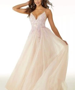 Mori Lee - 45074 Floral Embroidered A-line Dress