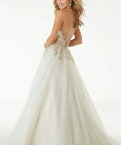 Mori Lee - 45074 Floral Embroidered A-line Dress